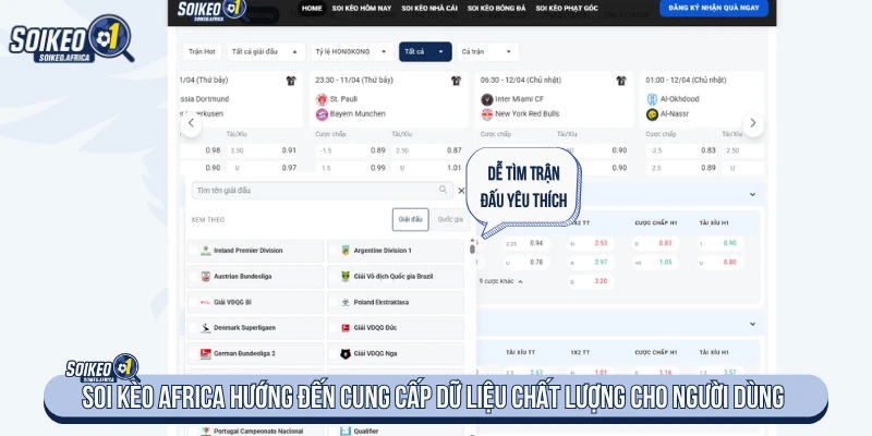 Dữ liệu bóng đá được hệ thống hóa cho người đọc